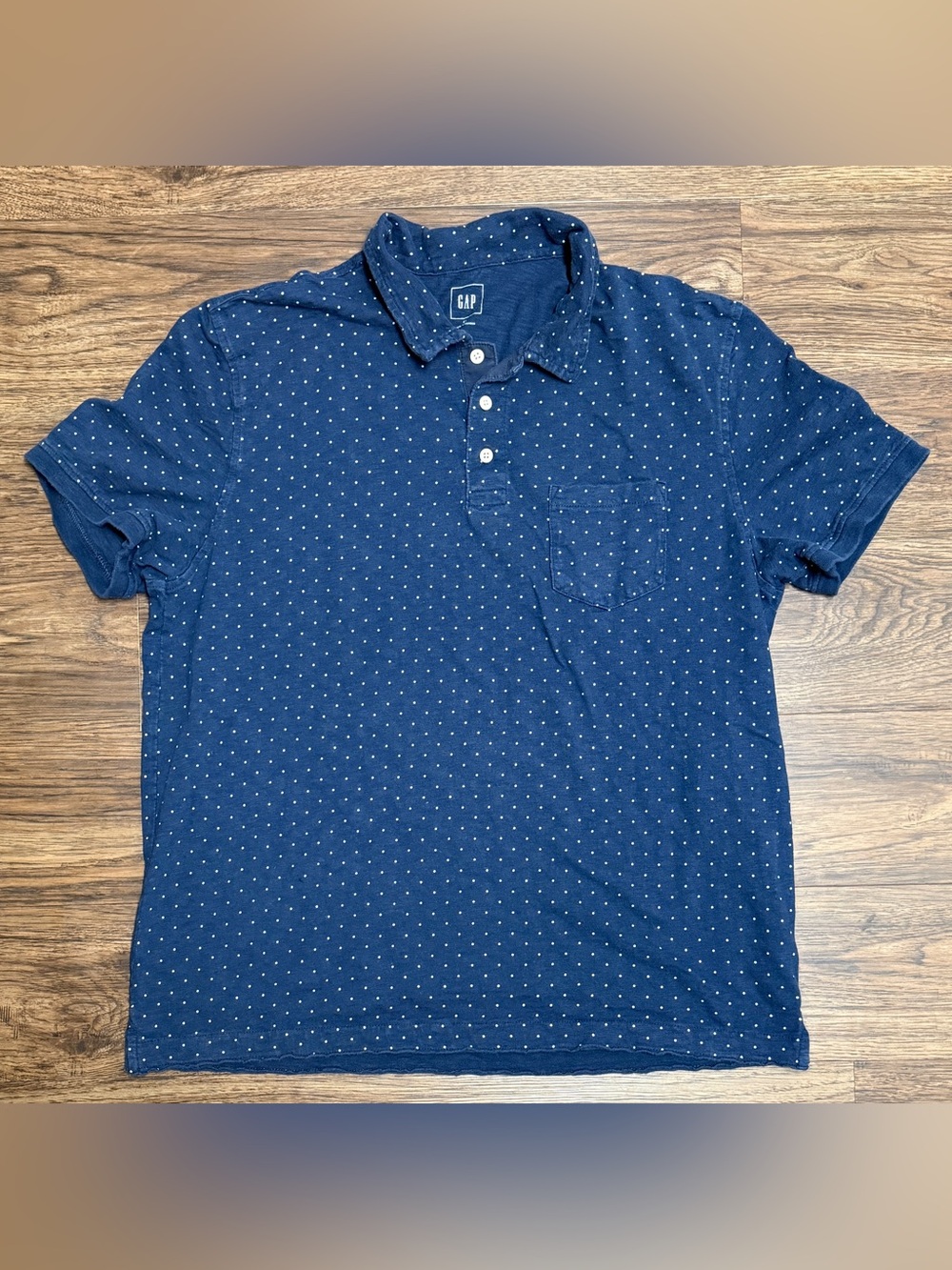 GAP Navy Polo with White Micro Dot Pattern